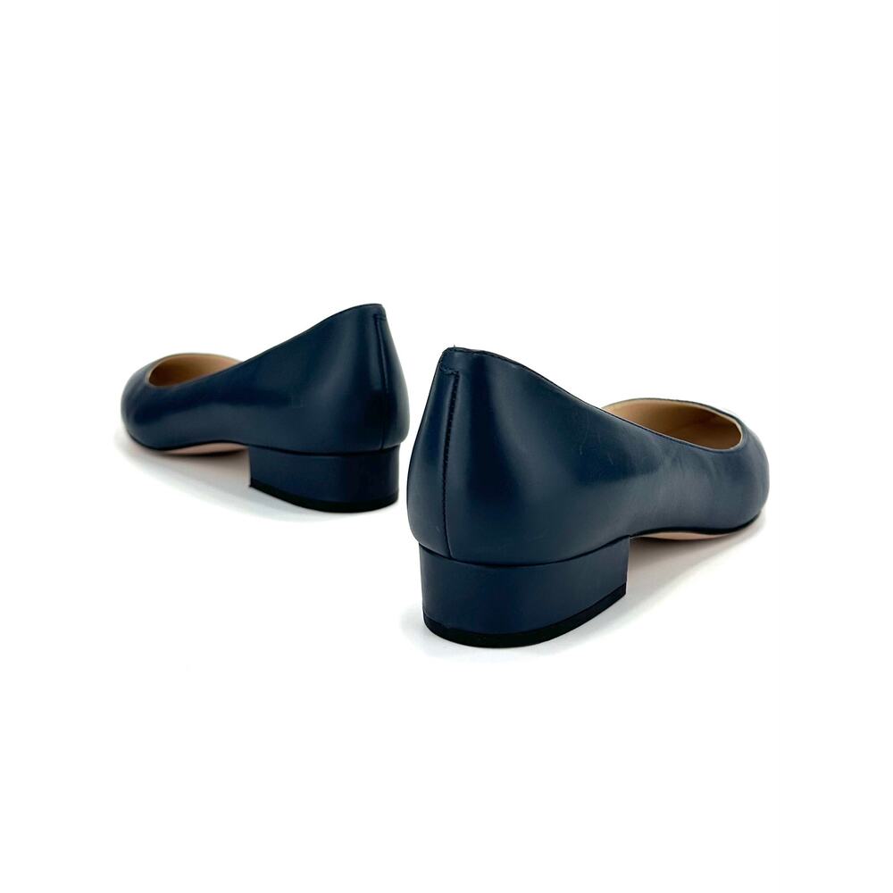 Cole Haan Low Block Heel Pump Size 7.5B Navy Leather Pointed Toe Comfort Slip-On - Picture 4 of 13